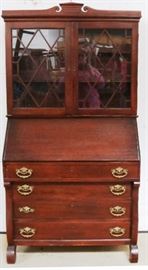 Bookcase top secretary on rolled foot