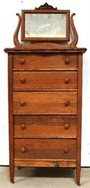 Oak high chest w/ mirror