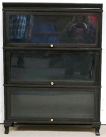 Mahogany inlaid 3 stack bookcase
