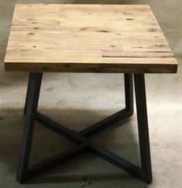 Metal base weathered table