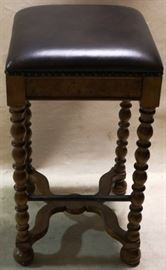 Spool leg leather top bar stool