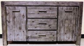Scraped finish credenza