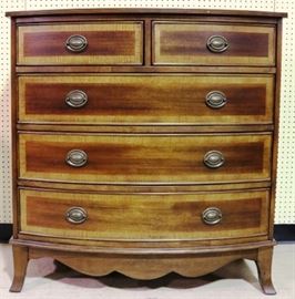 Banded inlay bow front chest