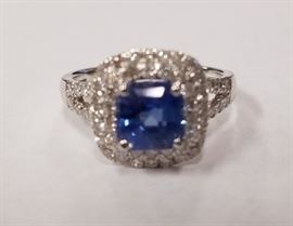 Platinum 2.43KT Blue Sapphire & Diamond Ring