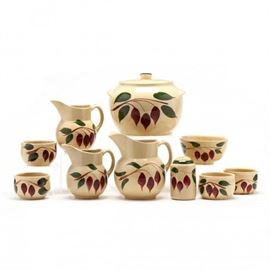 Group of Watt Pottery, Teardrop Pattern