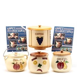 Watts Pottery, Group of Kitchen Accessories and Reference Books