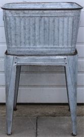 Galvanized wash tub on stand