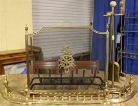 Brass fire place setting