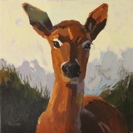 Deer Oil on Canvas - signed