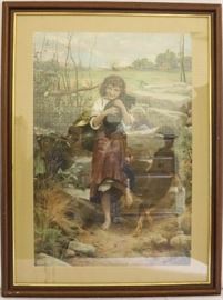 Girl and dogs print in frame