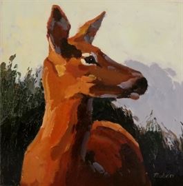 Deer oil on canvas - signed