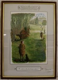 English Humor hunting print in frame