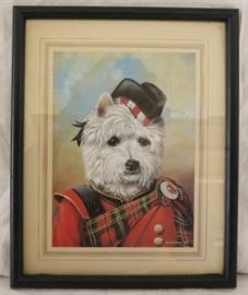 Dressed dog print in frame (small frame)