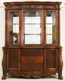 Carved two part cabinet