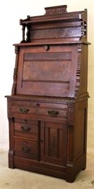 Victorian walnut fall front desk