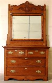 Carved oak dresser w/ mirror