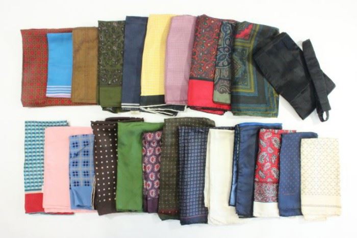 Lot 55: Lot of Men's Designer Silk Handkerchiefs & More