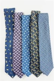 Lot 60: 5 Hermès Paris Animal Print Silk Ties