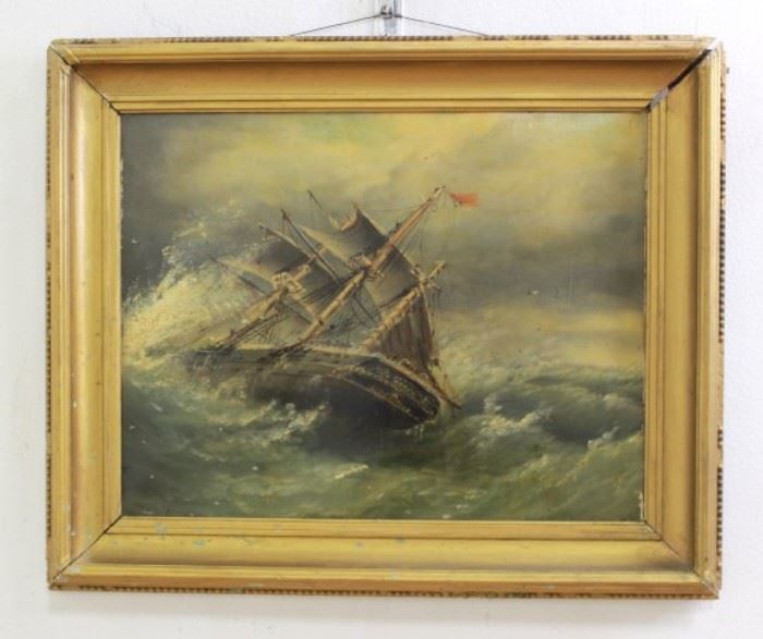 Lot 152: Sailing Ship in Storm