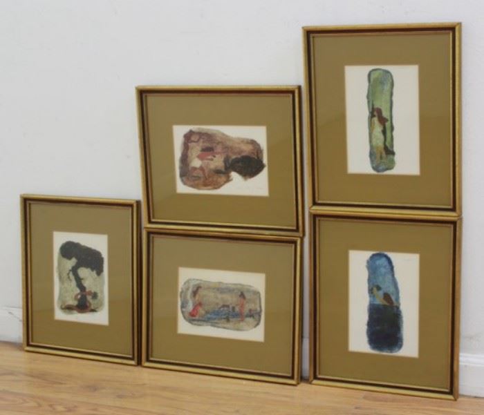 Lot 195: Dino Cavallari, 5 Oils on Paper