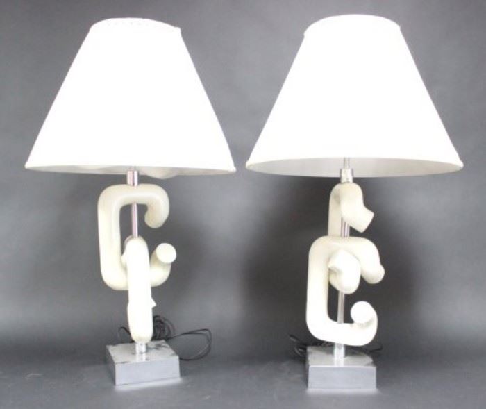 Lot 211: Pair Mid-Century Modern Robert Sonneman Table Lamps