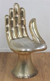Lot 215: Pedro Friedeberg Carved Wood Silvered Hand Chair