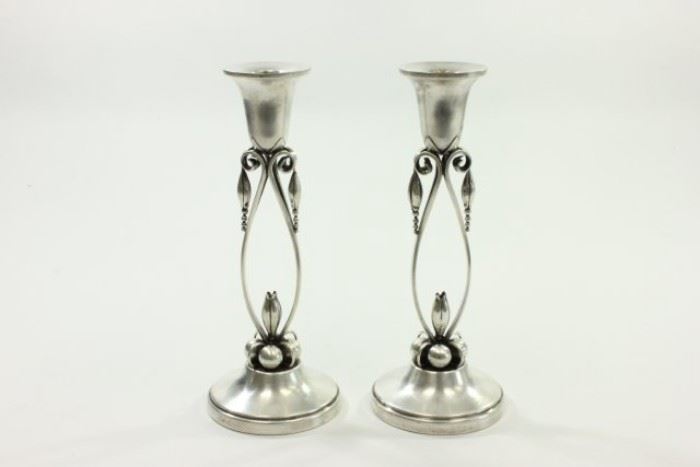 Lot 266: Pair Sterling Silver Candlesticks