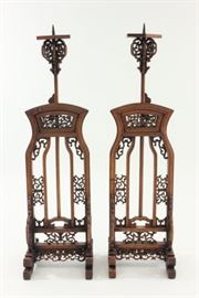 Lot 315: Pair 19th Century Chinese Adjustable Lamp Stands