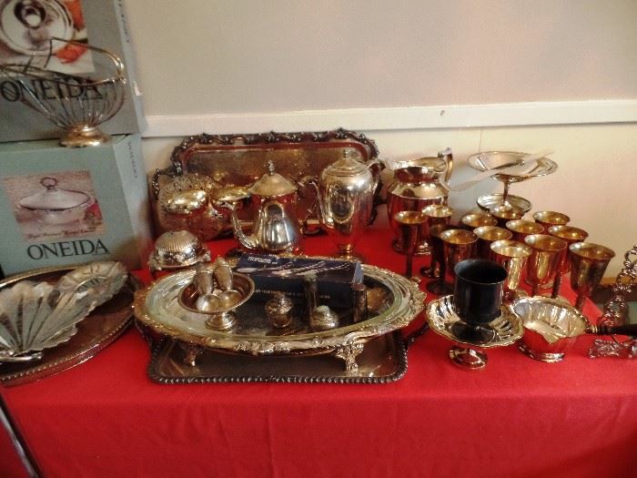 Sterling and silver plated serving pieces