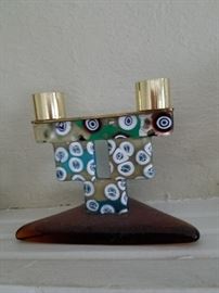 Interesting Art Glass Candle Holder by Murano