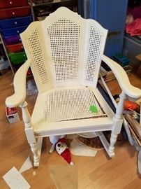 Shabby Chic Vintage Cane Rocker Chair that needs repair. 