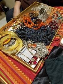 Lots of good jewelry - Pearls, Rhinestones, Celluloid, Crystals, Jet, Beads,  and more 