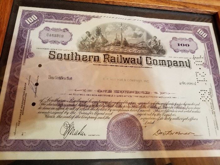Old railroad stock certificates