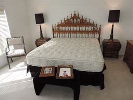 Bedroom on 1st floor shown with FUN headboard, lamps, ULTRA CLEAN MATTRESS and MORE !