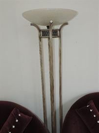 one of TWO Torchier Lamps...glass tops