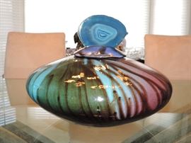 Matthew Lovein Galzed Raku - Agate Top Finial 