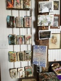 Old written on post cards and beautiful reproductions. Vintage greeting cards by the box full.