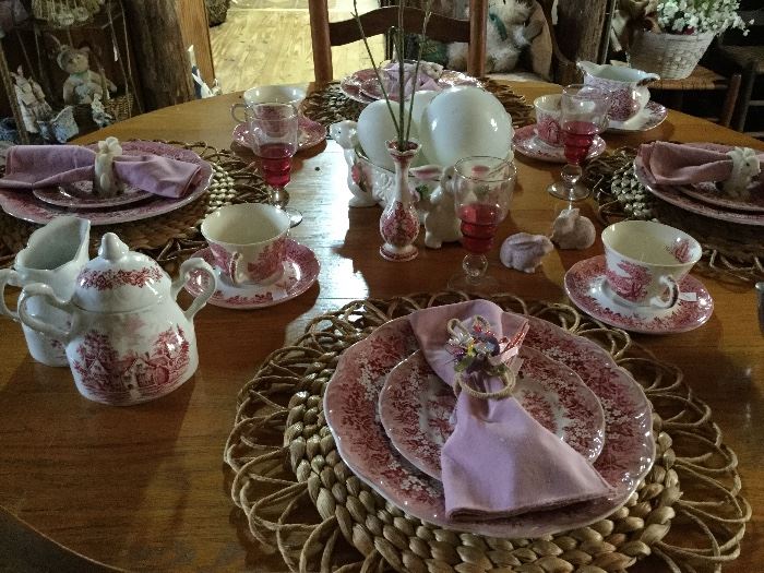 Straffordshire English bone china table setting in pink or red if you prefer.