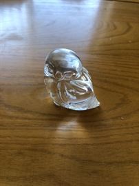 Signed Glass Owl Paperweight