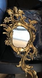 Brass Cupid Acanthus Leaf Mirror