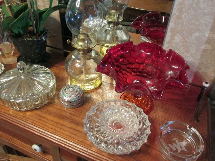 Nice glass items including amberina compote