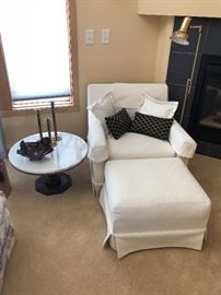 Upholstered Side Chair and Ottoman