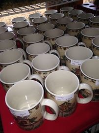 Some of the many matching Christmas mugs