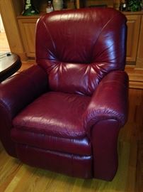 One of two leather recliners