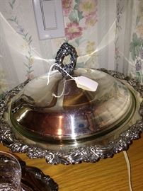 Covered silver place serving piece