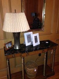 Sofa/entry table; lamp; mirror
