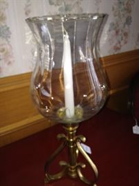 Brass & glass candle holder
