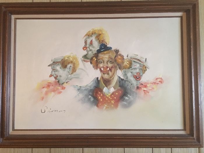 Signed Clown Painting by Simon