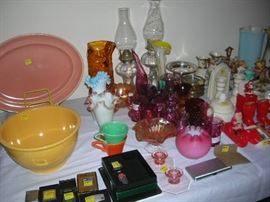 Nice glass, oil lamps