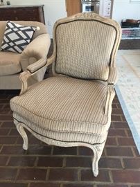 30. Pair of ABC Carpet Handcarved, Handpainted Gild French Armchairs (27" x 27" x 38")